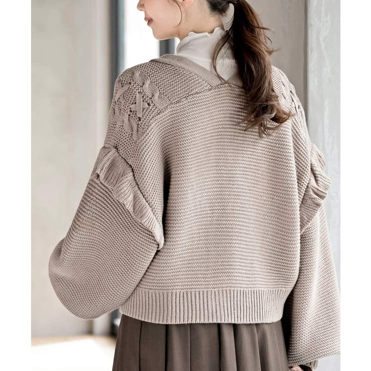 サイドレースアップケーブルフリルニットカーディガン | rps | 詳細画像26 