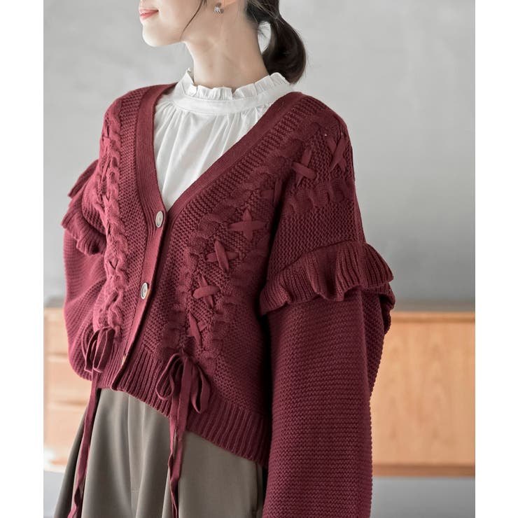 サイドレースアップケーブルフリルニットカーディガン | rps | 詳細画像29 