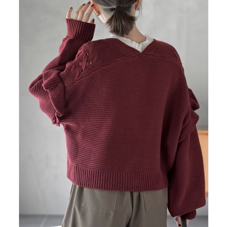 サイドレースアップケーブルフリルニットカーディガン | rps | 詳細画像30 