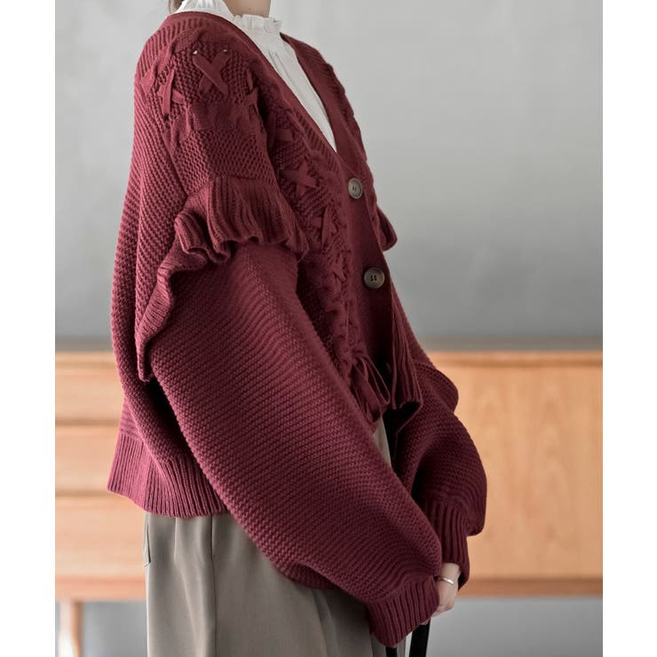 サイドレースアップケーブルフリルニットカーディガン | rps | 詳細画像31 