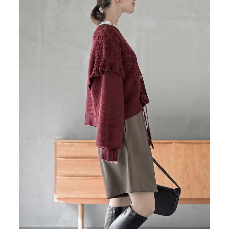 サイドレースアップケーブルフリルニットカーディガン | rps | 詳細画像32 