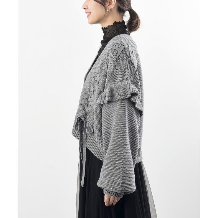 サイドレースアップケーブルフリルニットカーディガン | rps | 詳細画像36 