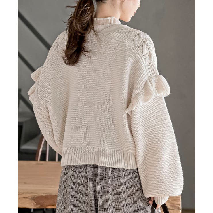 サイドレースアップケーブルフリルニットカーディガン | rps | 詳細画像8 