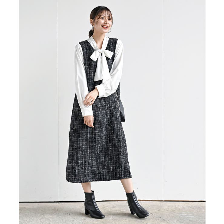 ツイードボータイドッキングワンピース[品番：RPSW0002133]｜rps