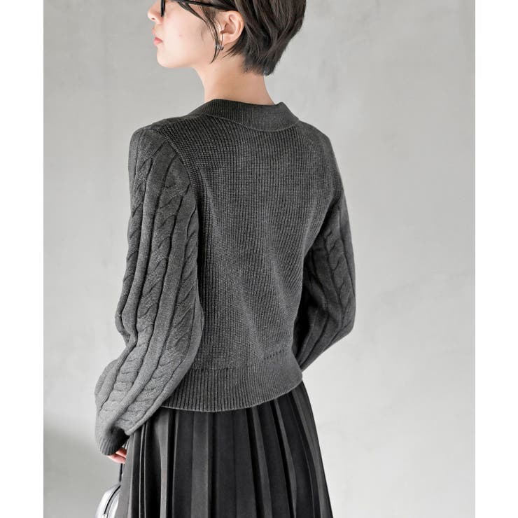 ダブルＺＩＰショート丈ケーブルニットプルオーバー | rps | 詳細画像16 