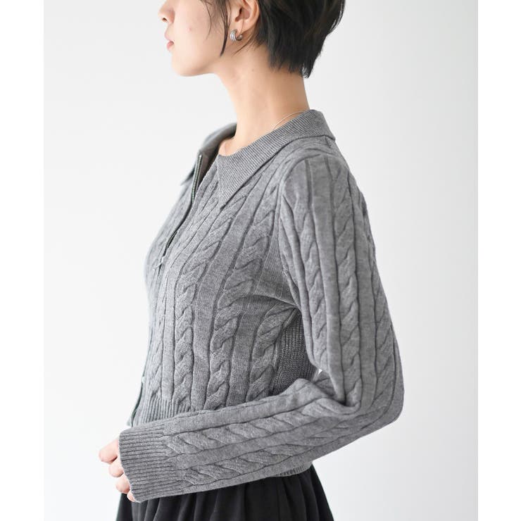 ダブルＺＩＰショート丈ケーブルニットプルオーバー | rps | 詳細画像24 
