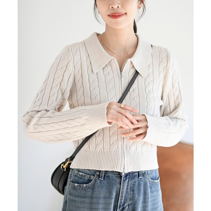 ダブルＺＩＰショート丈ケーブルニットプルオーバー | rps | 詳細画像6 