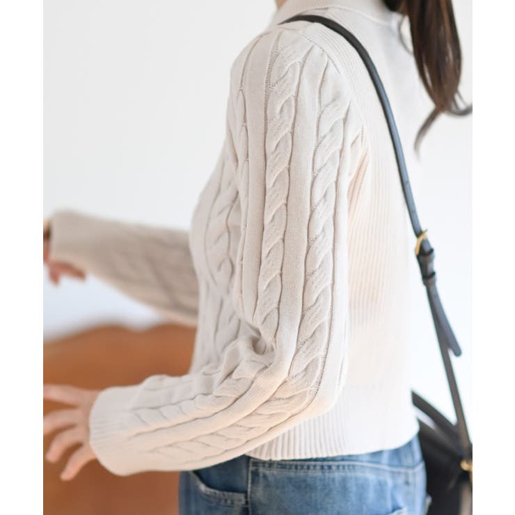 ダブルＺＩＰショート丈ケーブルニットプルオーバー | rps | 詳細画像7 