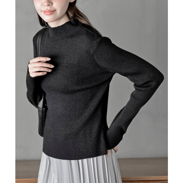 ブラック | ハイネックラメニットプルオーバー | rps