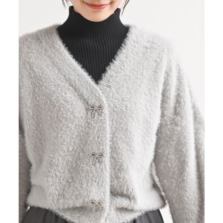 リボンボタンフェザーＶネックカーディガン | rps | 詳細画像14 