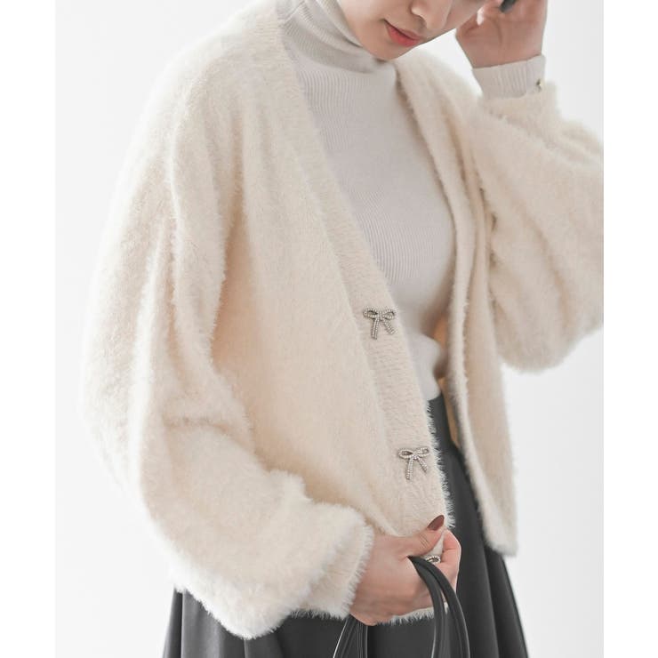 リボンボタンフェザーＶネックカーディガン | rps | 詳細画像26 