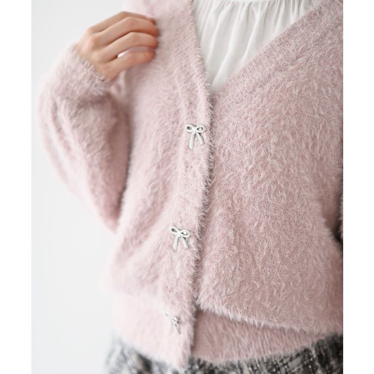 リボンボタンフェザーＶネックカーディガン | rps | 詳細画像35 