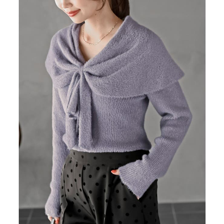 リボンモチーフラメフェザーニットプルオーバー | rps | 詳細画像24 