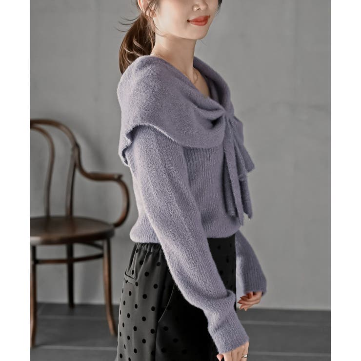 リボンモチーフラメフェザーニットプルオーバー | rps | 詳細画像27 