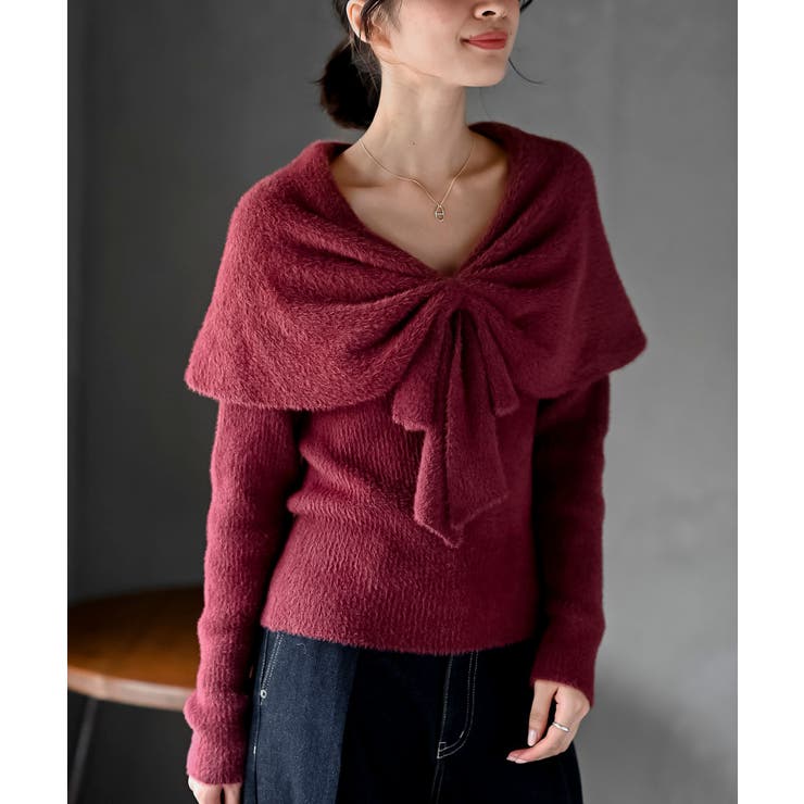 リボンモチーフラメフェザーニットプルオーバー | rps | 詳細画像32 