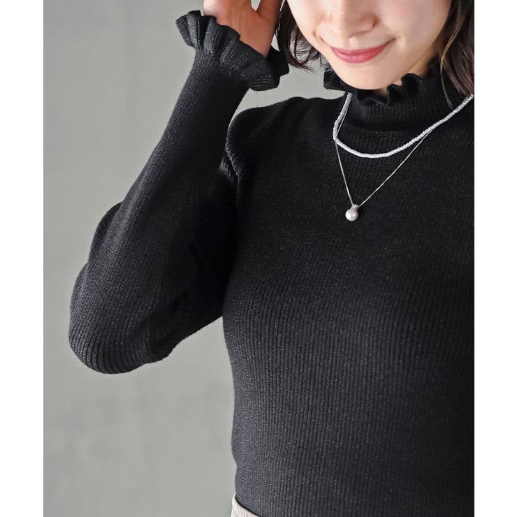 フリルネックラメリブニットプルオーバー | rps | 詳細画像15 