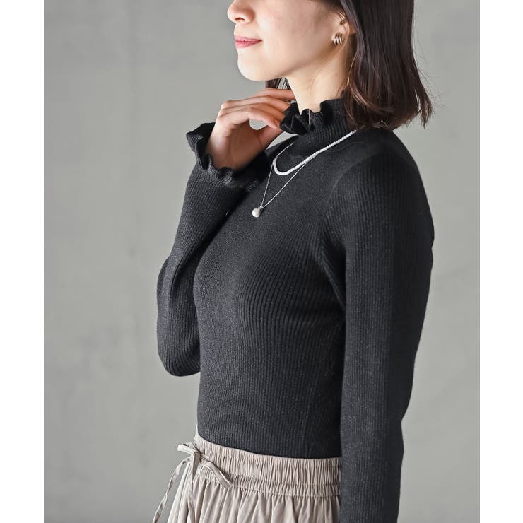 フリルネックラメリブニットプルオーバー | rps | 詳細画像16 