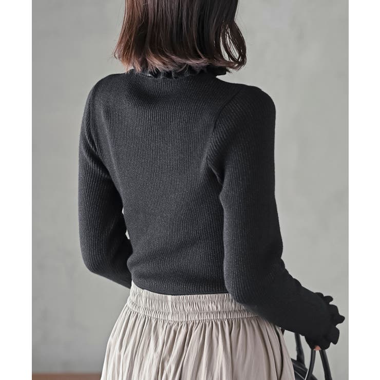 フリルネックラメリブニットプルオーバー | rps | 詳細画像17 