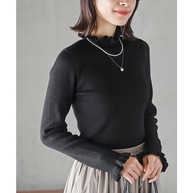 フリルネックラメリブニットプルオーバー | rps | 詳細画像18 