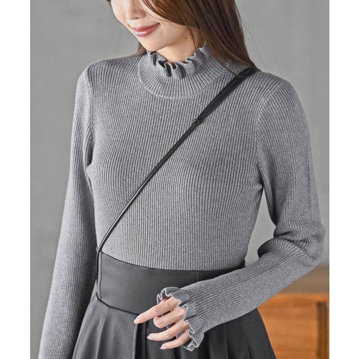 フリルネックラメリブニットプルオーバー | rps | 詳細画像24 