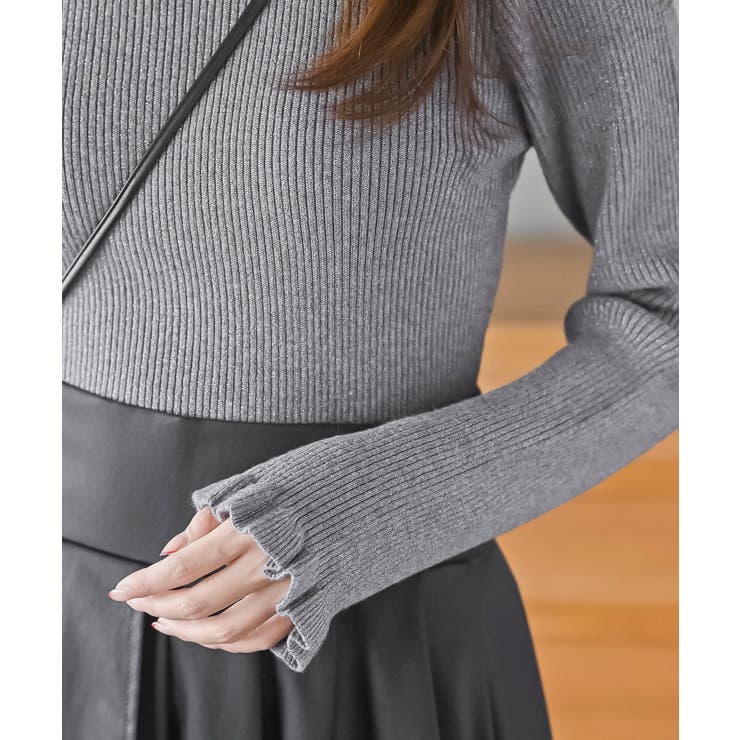 フリルネックラメリブニットプルオーバー | rps | 詳細画像29 