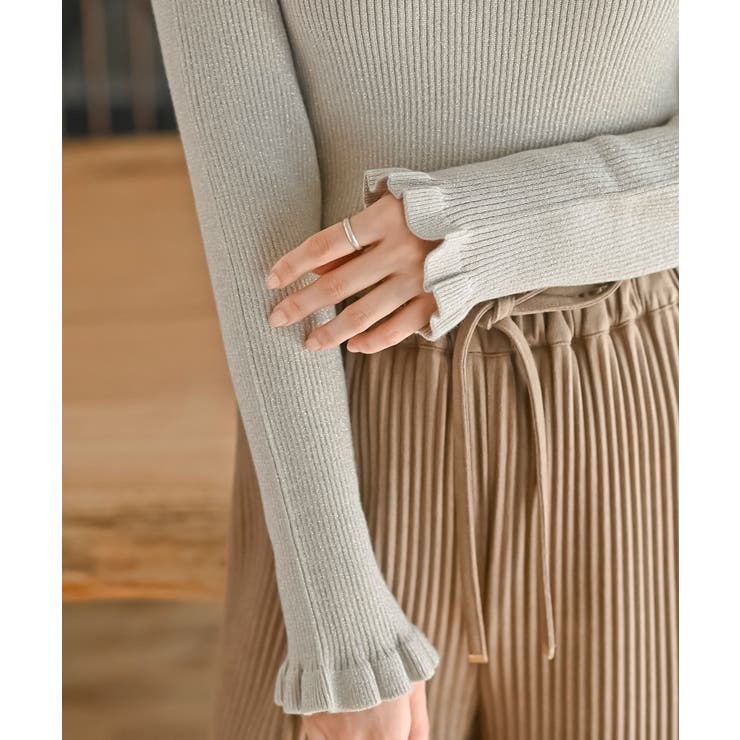 フリルネックラメリブニットプルオーバー | rps | 詳細画像39 