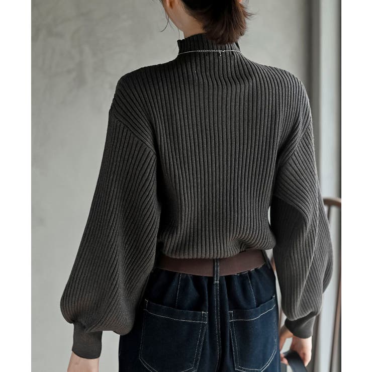 ボリューム袖ボトルネックラメリブニットプルオーバー | rps | 詳細画像17 