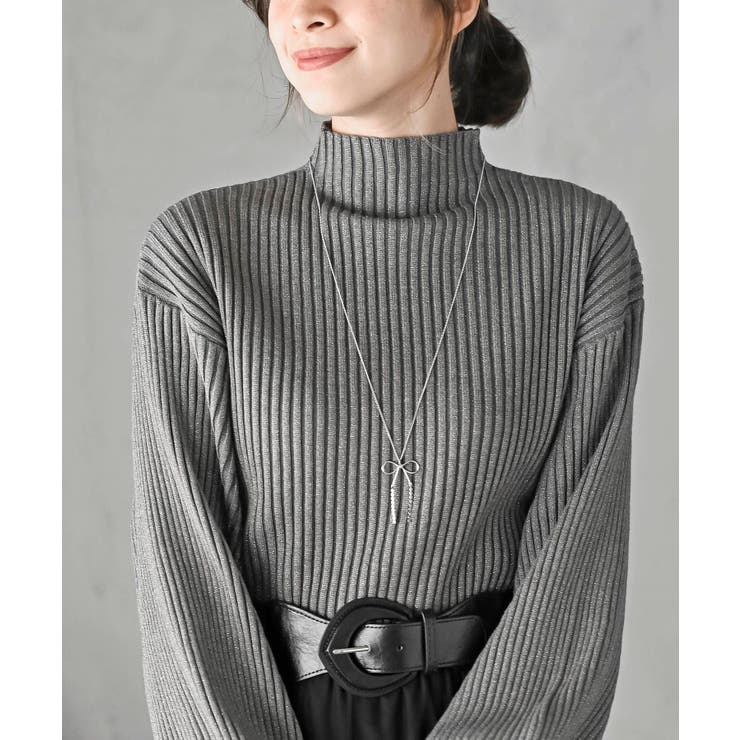 ボリューム袖ボトルネックラメリブニットプルオーバー | rps | 詳細画像32 