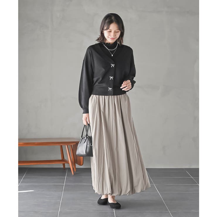 リボンボタンボリューム袖ラメニットＶカーディガン | rps | 詳細画像11 