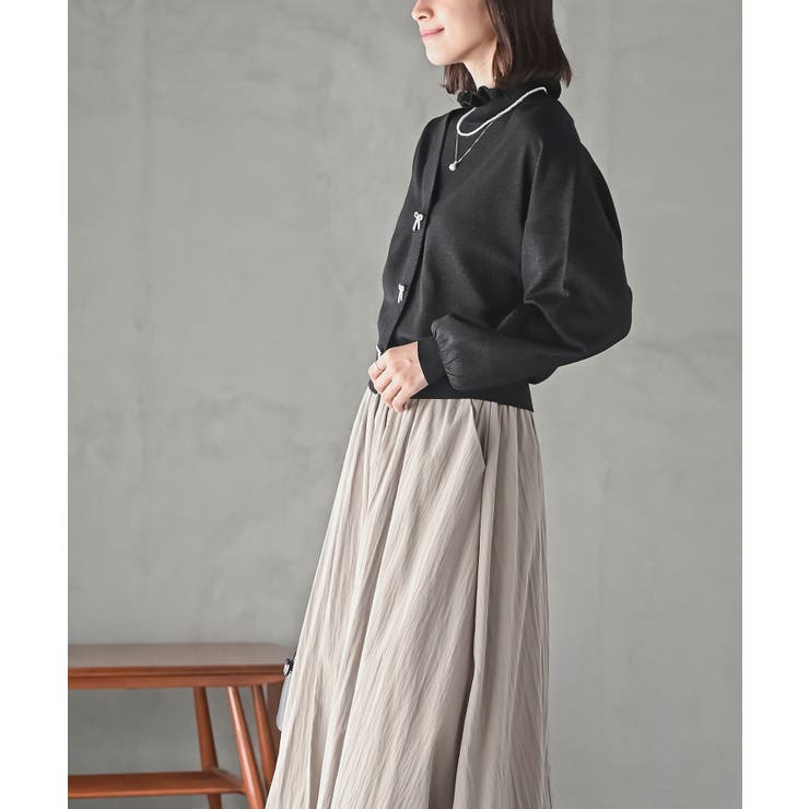 リボンボタンボリューム袖ラメニットＶカーディガン | rps | 詳細画像12 