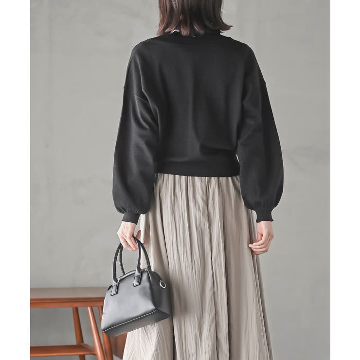 リボンボタンボリューム袖ラメニットＶカーディガン | rps | 詳細画像13 