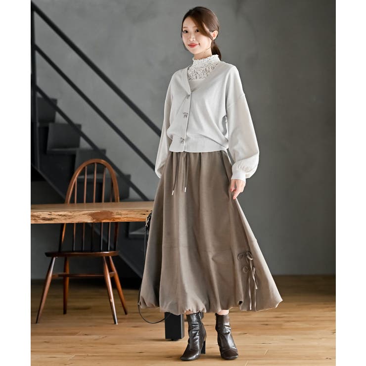 リボンボタンボリューム袖ラメニットＶカーディガン | rps | 詳細画像2 