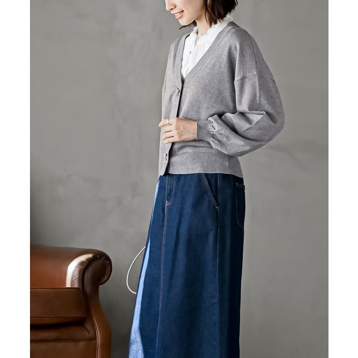 リボンボタンボリューム袖ラメニットＶカーディガン | rps | 詳細画像20 