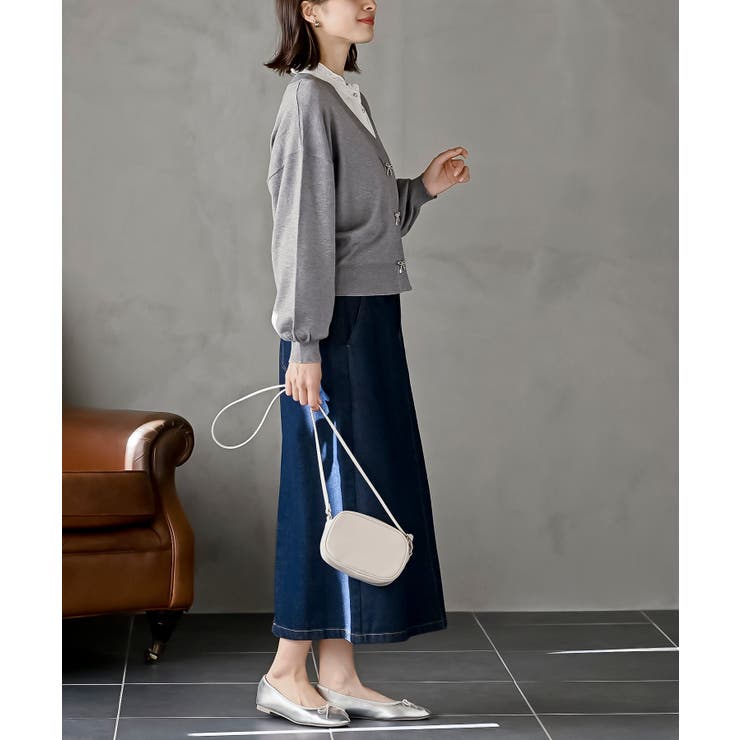 リボンボタンボリューム袖ラメニットＶカーディガン | rps | 詳細画像22 