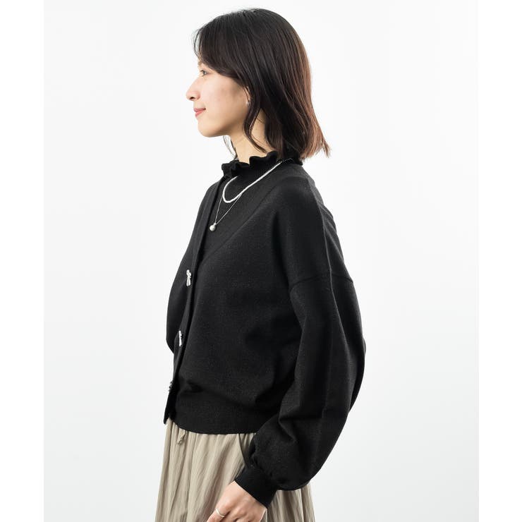 リボンボタンボリューム袖ラメニットＶカーディガン | rps | 詳細画像27 