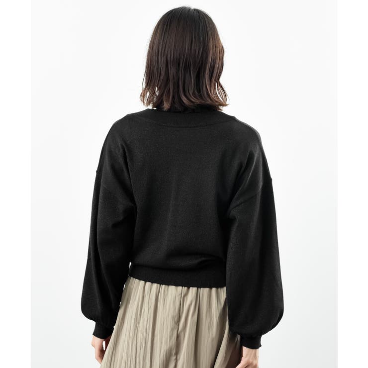 リボンボタンボリューム袖ラメニットＶカーディガン | rps | 詳細画像28 