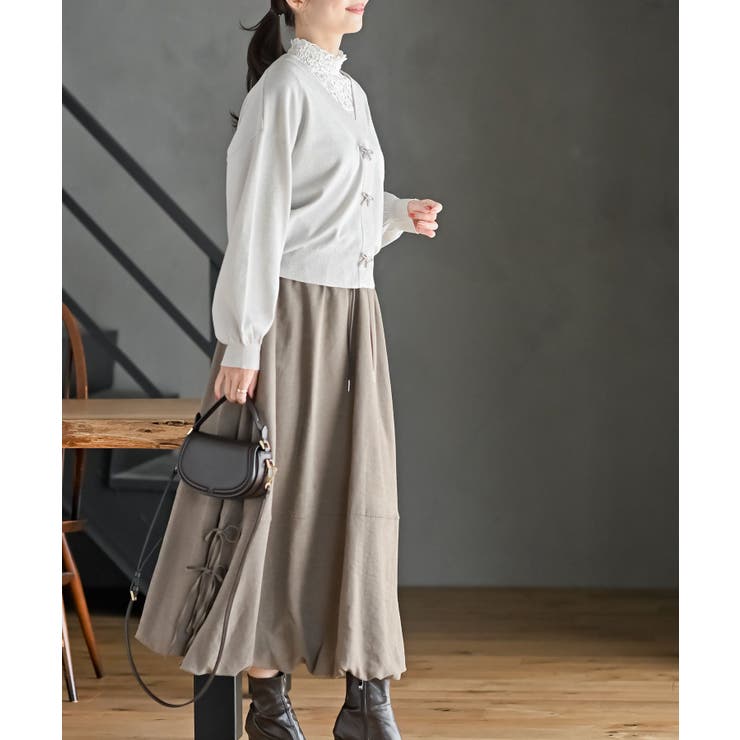 リボンボタンボリューム袖ラメニットＶカーディガン | rps | 詳細画像5 