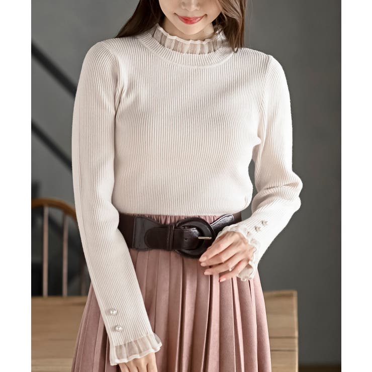 シアーネックリブニットプルオーバー[品番：RPSW0004027]｜rps（アール