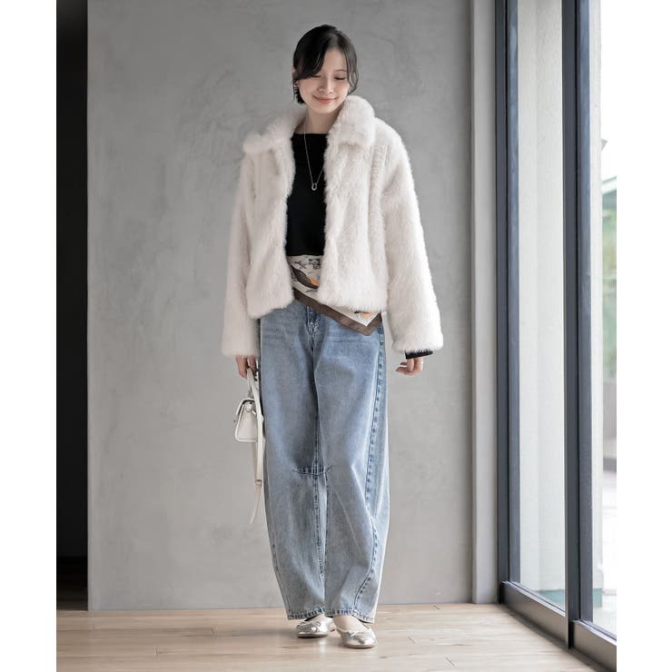 襟付きフェイクファーショートジャケット | rps | 詳細画像11 