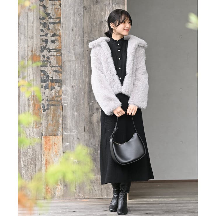 襟付きフェイクファーショートジャケット | rps | 詳細画像12 