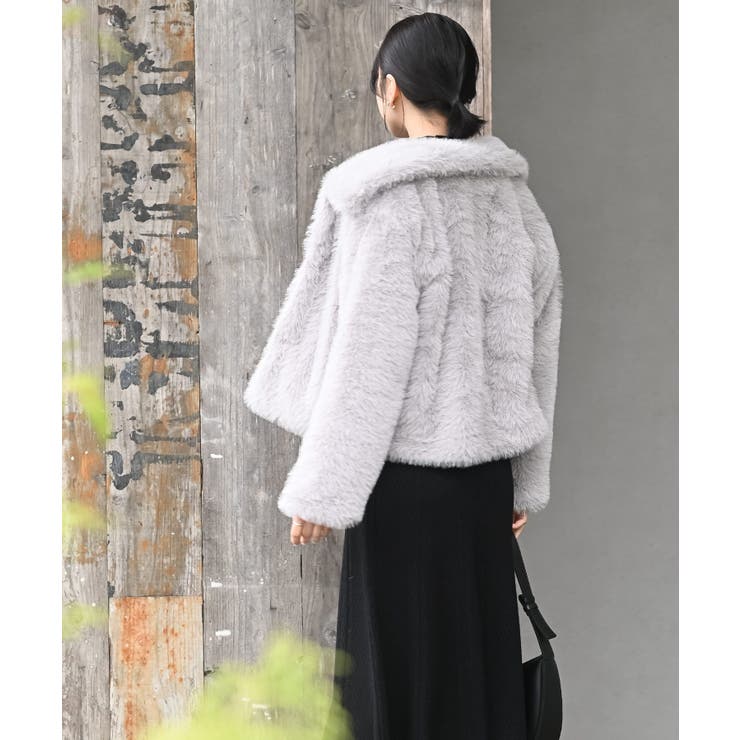 襟付きフェイクファーショートジャケット | rps | 詳細画像14 