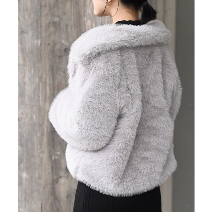 襟付きフェイクファーショートジャケット | rps | 詳細画像18 