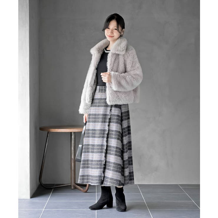 襟付きフェイクファーショートジャケット | rps | 詳細画像20 