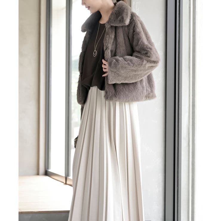 襟付きフェイクファーショートジャケット | rps | 詳細画像22 