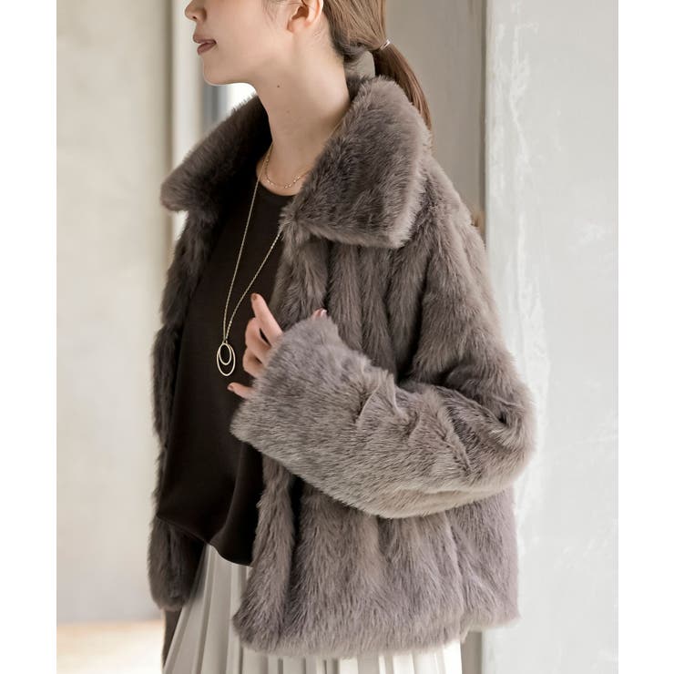 襟付きフェイクファーショートジャケット | rps | 詳細画像26 