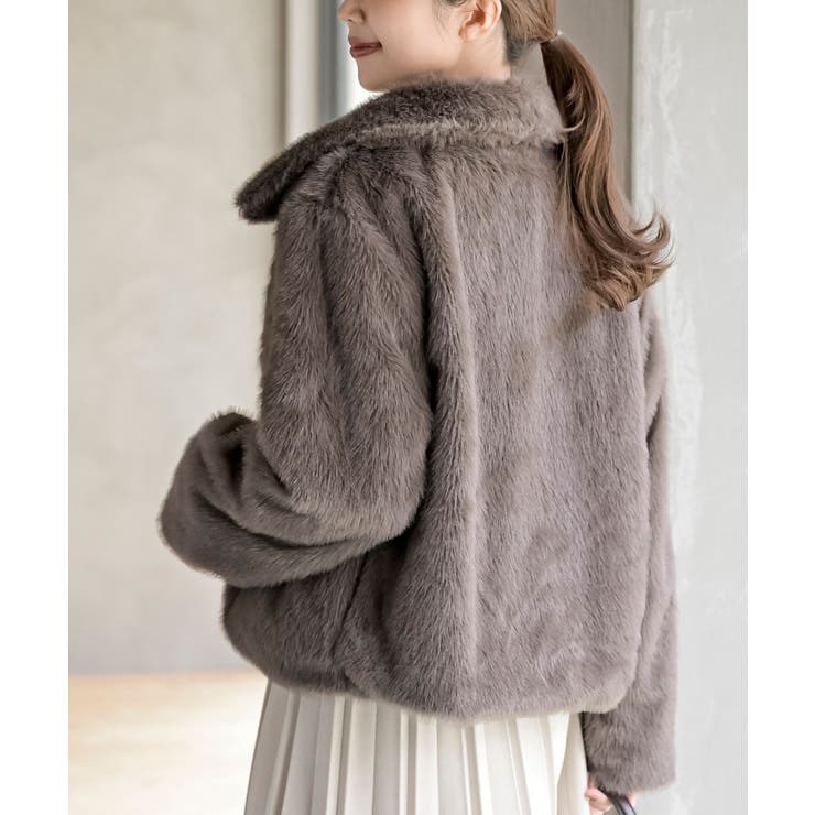 襟付きフェイクファーショートジャケット | rps | 詳細画像27 