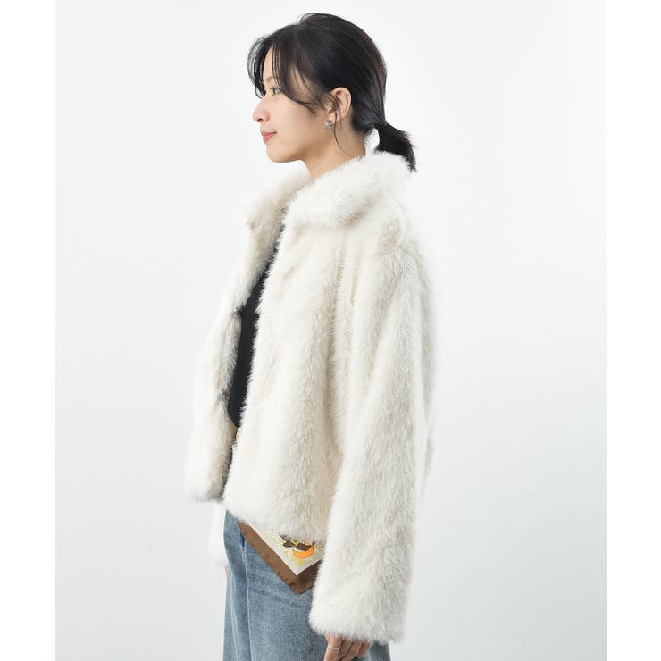 襟付きフェイクファーショートジャケット | rps | 詳細画像29 