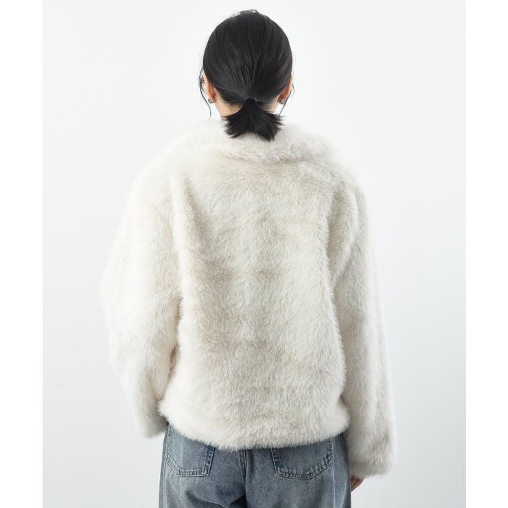 襟付きフェイクファーショートジャケット | rps | 詳細画像30 