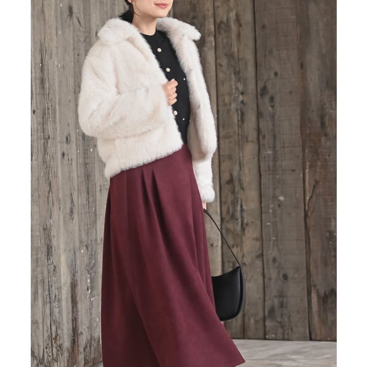 襟付きフェイクファーショートジャケット | rps | 詳細画像5 