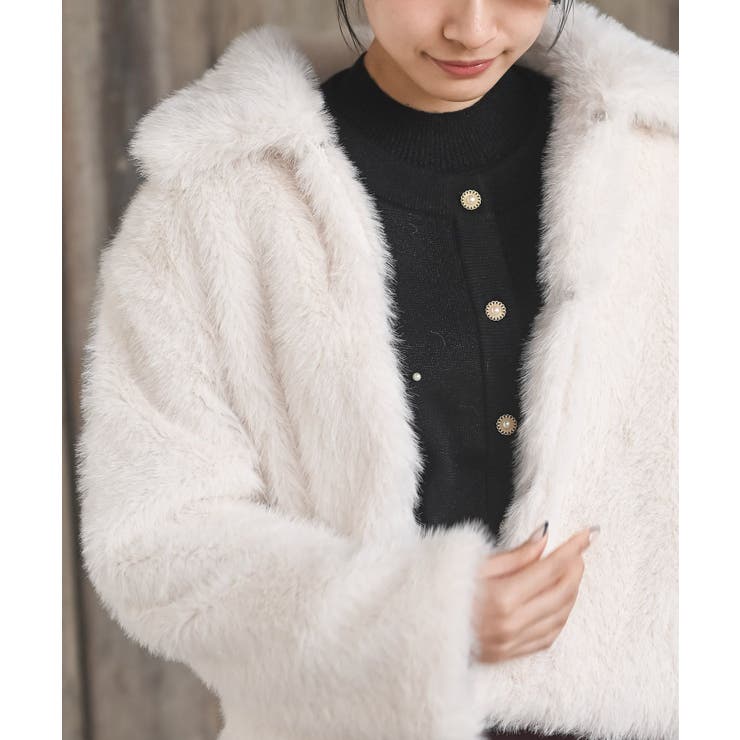 襟付きフェイクファーショートジャケット | rps | 詳細画像6 